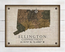 Load image into Gallery viewer, Ellington  Connecticut Vintage Design Board Mounted Canvas Print
