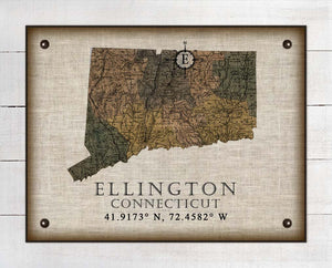 Ellington  Connecticut Vintage Design Board Mounted Canvas Print