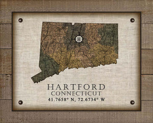 Harwinton Connecticut Vintage Design Board Mounted Canvas Print