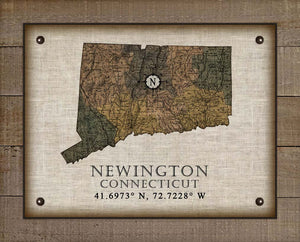 Newington Connecticut Vintage Design Board Mounted Canvas Print