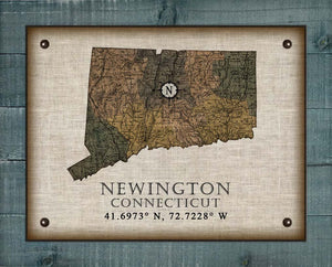 Newington Connecticut Vintage Design Board Mounted Canvas Print