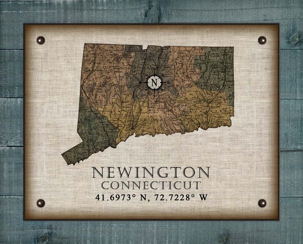 Newington Connecticut Vintage Design Board Mounted Canvas Print