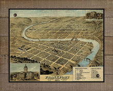 Load image into Gallery viewer, 1871 Frankfort Kentucky Birds Eay Map - Board Mounted Canvas Print
