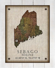 Load image into Gallery viewer, Sebago Maine Vintage Design Board Mounted Canvas Print
