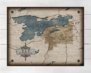 Ely Minnesota Map - Board Mounted Canvas Print