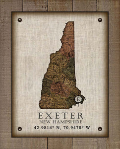 Exeter New Hampshire Vintage Design - Board Mounted Canvas Print