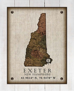 Exeter New Hampshire Vintage Design - Board Mounted Canvas Print