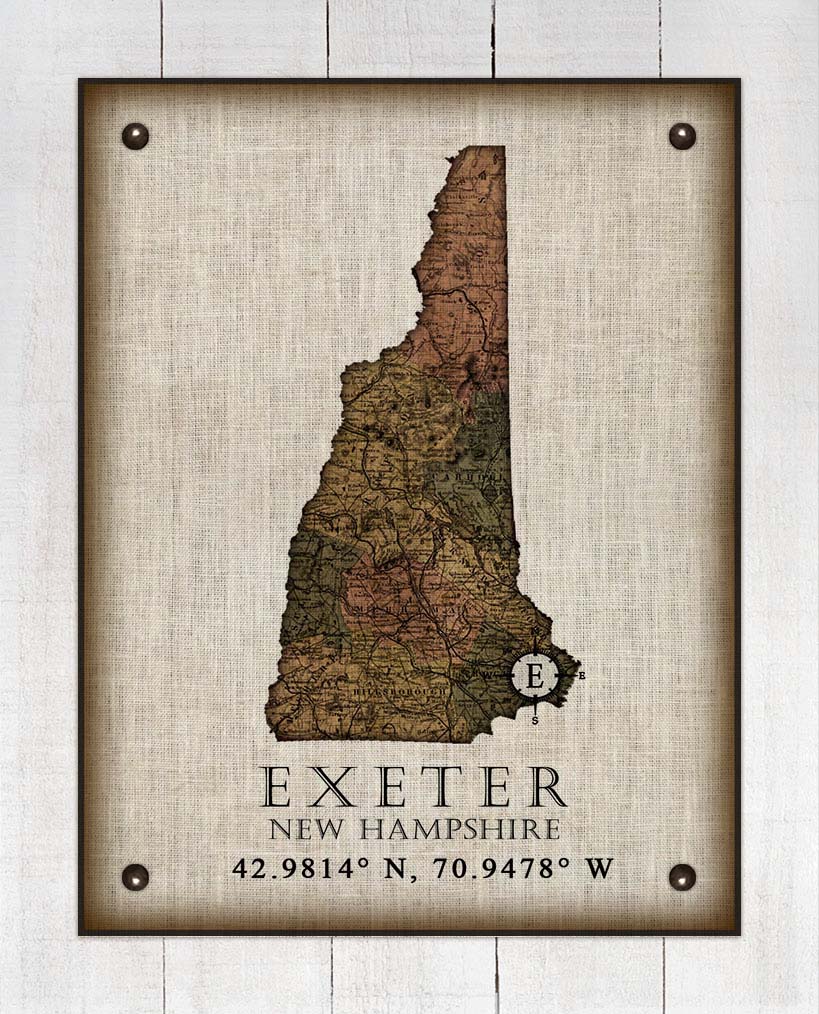 Exeter New Hampshire Vintage Design - Board Mounted Canvas Print