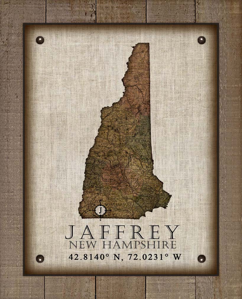 Jaffery New Hampshire Vintage Design - Board Mounted Canvas Print