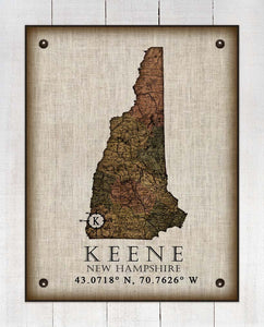 Keene New Hampshire Vintage Design - Board Mounted Canvas Print