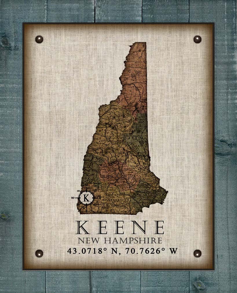 Keene New Hampshire Vintage Design - Board Mounted Canvas Print