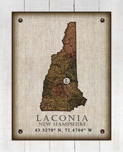 Load image into Gallery viewer, Laconia New Hampshire Vintage Design - Board Mounted Canvas Print
