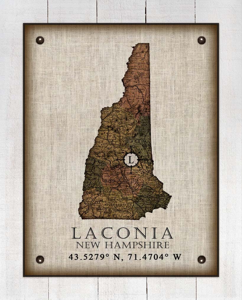 Laconia New Hampshire Vintage Design - Board Mounted Canvas Print