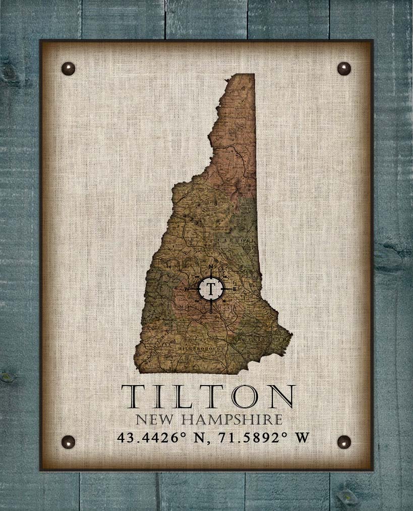 Tilton New Hampshire Vintage Design - Board Mounted Canvas Print