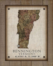 Load image into Gallery viewer, Bennington Vermont Vintage Design - Board Mounted Canvas Print
