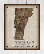 Load image into Gallery viewer, Bennington Vermont Vintage Design - Board Mounted Canvas Print
