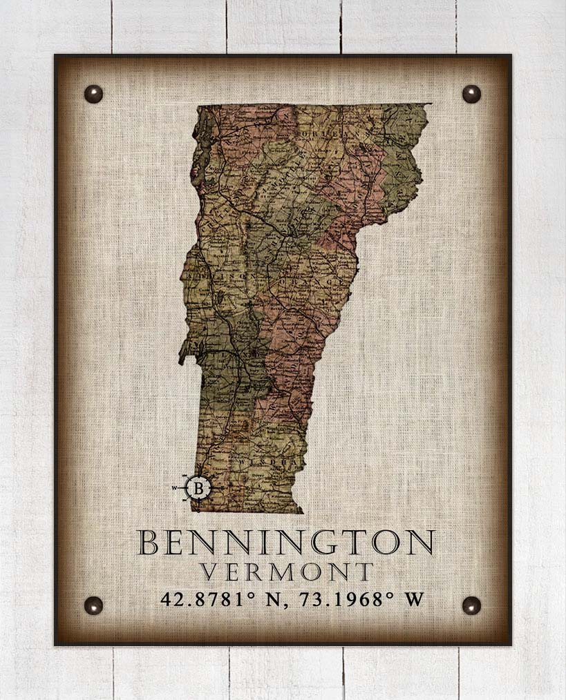 Bennington Vermont Vintage Design - Board Mounted Canvas Print