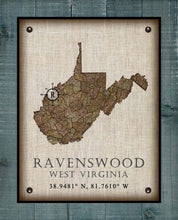 Load image into Gallery viewer, Ravenswood West Virginia Vintage Design - Board Mounted Canvas Print
