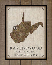 Load image into Gallery viewer, Ravenswood West Virginia Vintage Design - Board Mounted Canvas Print
