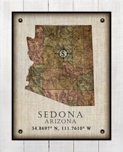 Load image into Gallery viewer, Sedona Arizona Vintage Design - Board Mounted Canvas Print
