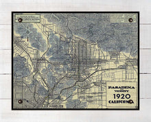 Load image into Gallery viewer, Vintage Pasadena California Map - Board Mounted Canvas Print
