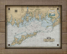 Load image into Gallery viewer, Mystic Harbor &amp; Fishers Island Nautical Chart -  Board Mounted Canvas Print
