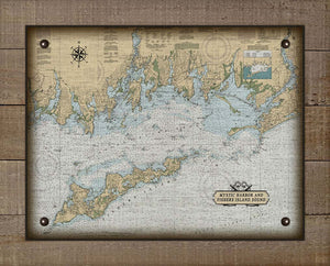 Mystic Harbor & Fishers Island Nautical Chart -  Board Mounted Canvas Print