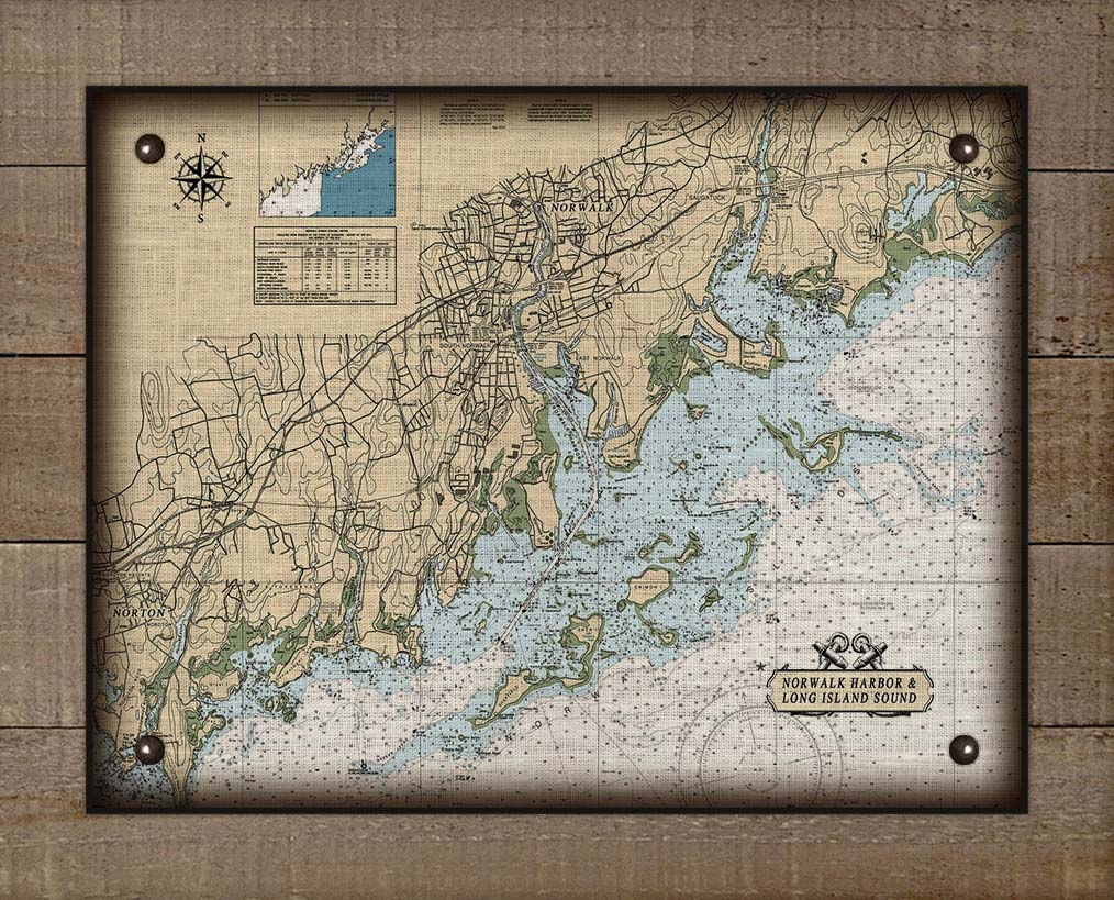 Norwalk  CT  Nautical Chart -  Board Mounted Canvas Print