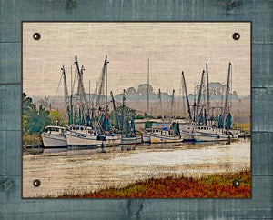 Shrimp Boat Fleet 1 - Board Mounted Canvas Print