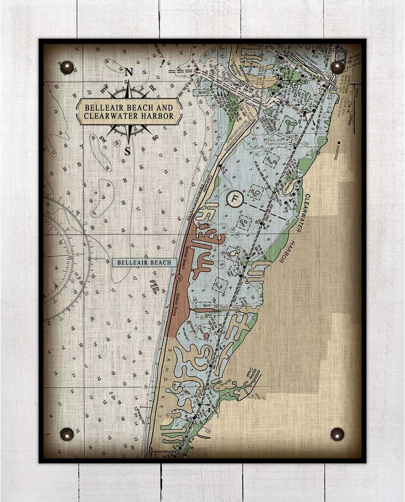 Belleair Nautical Chart Board Mounted Canvas Print