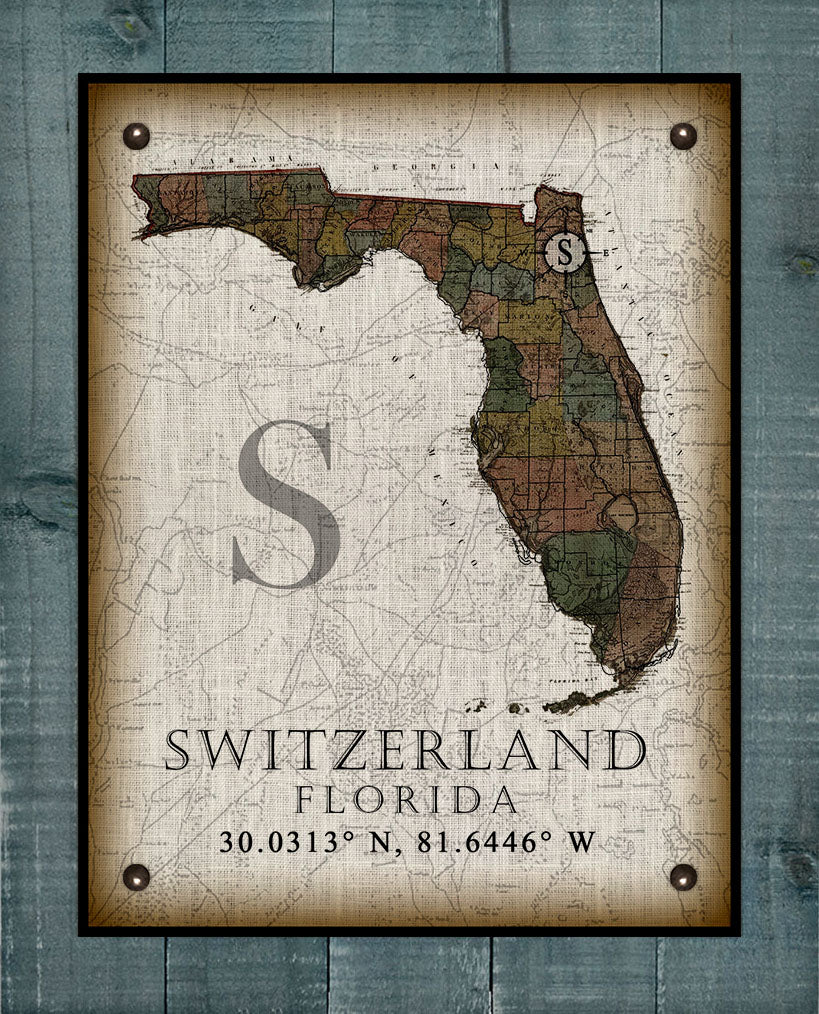 Switzerland Florida Vintage Design - Board Mounted Canvas Print