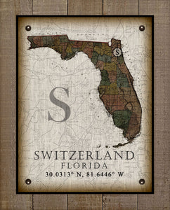 Switzerland Florida Vintage Design - Board Mounted Canvas Print