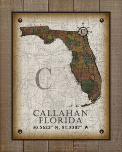 Callahan Florida Vintage Design Board Mounted Canvas Print