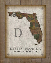 Load image into Gallery viewer, Destin Florida Vintage Design Board Mounted Canvas Print
