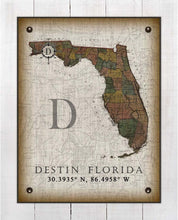 Load image into Gallery viewer, Destin Florida Vintage Design Board Mounted Canvas Print
