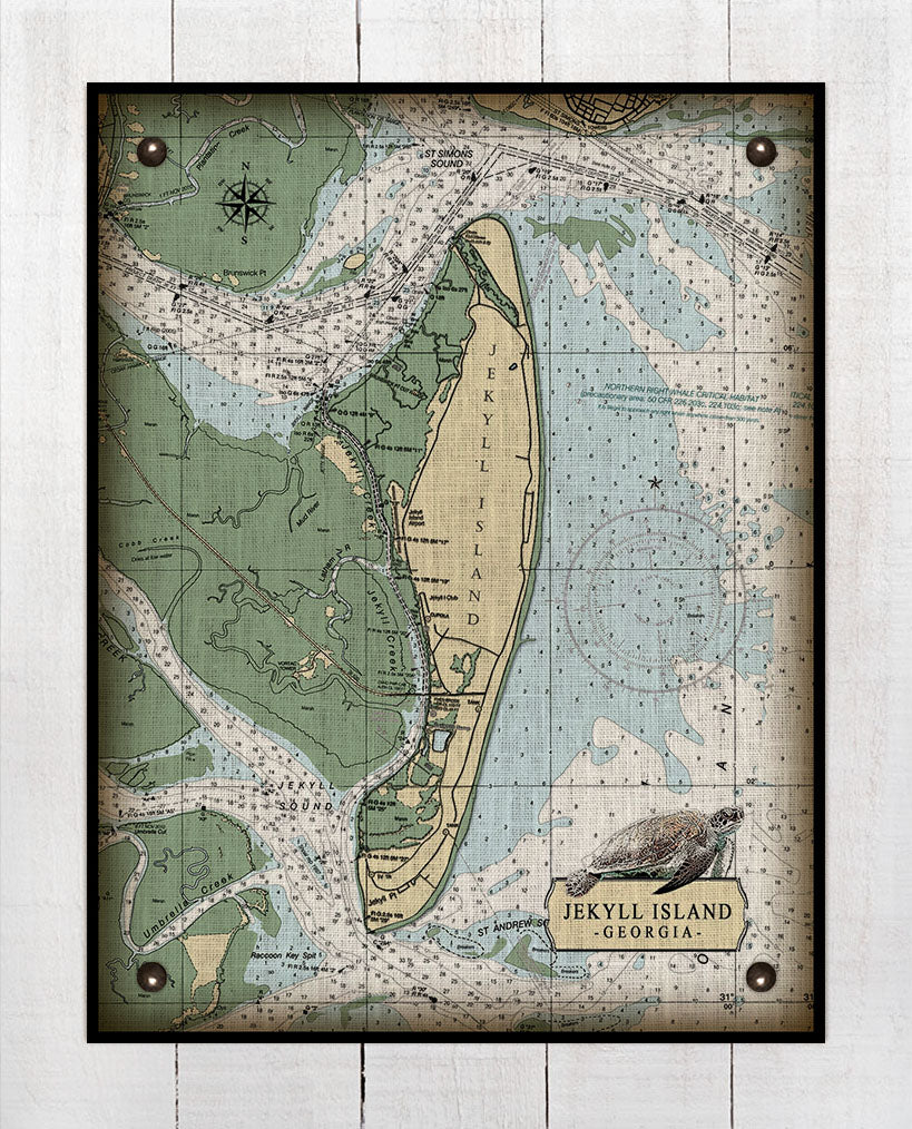 Jekyll Island Nautical Chart - Board Mounted Canvas Print