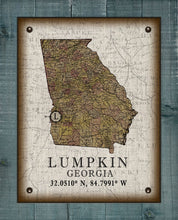 Load image into Gallery viewer, Lumpkin Georgia Vintage Design Board Mounted Canvas Print
