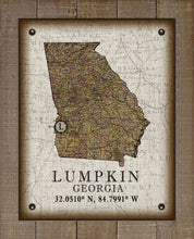 Load image into Gallery viewer, Lumpkin Georgia Vintage Design Board Mounted Canvas Print
