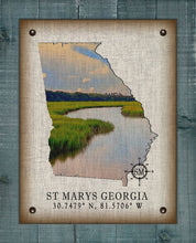 Load image into Gallery viewer, St Marys Georgia Vintage Design (Marsh) Board Mounted Canvas Print
