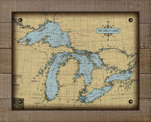 Load image into Gallery viewer, Great Lakes Nautical Chart Board Mounted Canvas Print
