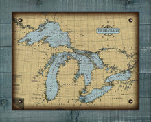 Load image into Gallery viewer, Great Lakes Nautical Chart Board Mounted Canvas Print
