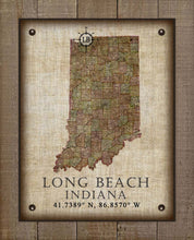 Load image into Gallery viewer, Long Beach Indiana Vintage Design - Board Mounted Canvas Print
