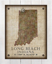 Load image into Gallery viewer, Long Beach Indiana Vintage Design - Board Mounted Canvas Print
