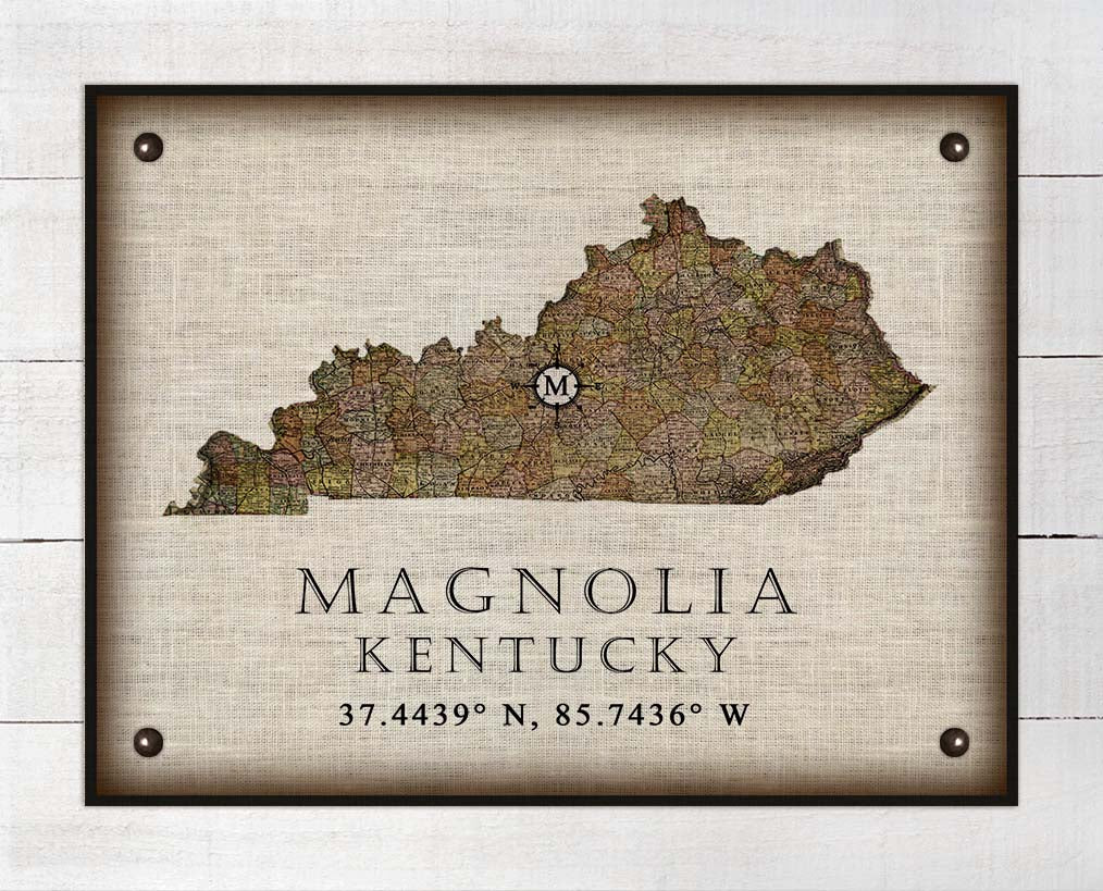 Magnolia Kentucky Vintage Design - Board Mounted Canvas Print