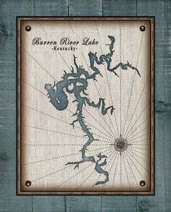 Barren River Lake Map Design - Board Mounted Canvas Print