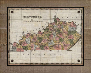 1827 Kentucky Map - Board Mounted Canvas Print