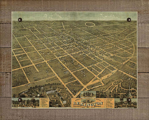 1871 Lexington Kentucky Birds Eay Map - Board Mounted Canvas Print