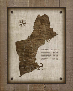 New England Vintage Design - Board Mounted Canvas Print