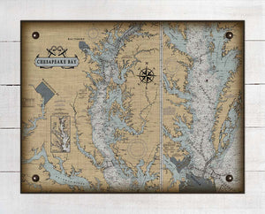 Chesapeake Bay Nautical Chart Board Mounted Canvas Print