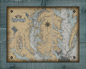 Chesapeake Bay Nautical Chart Board Mounted Canvas Print